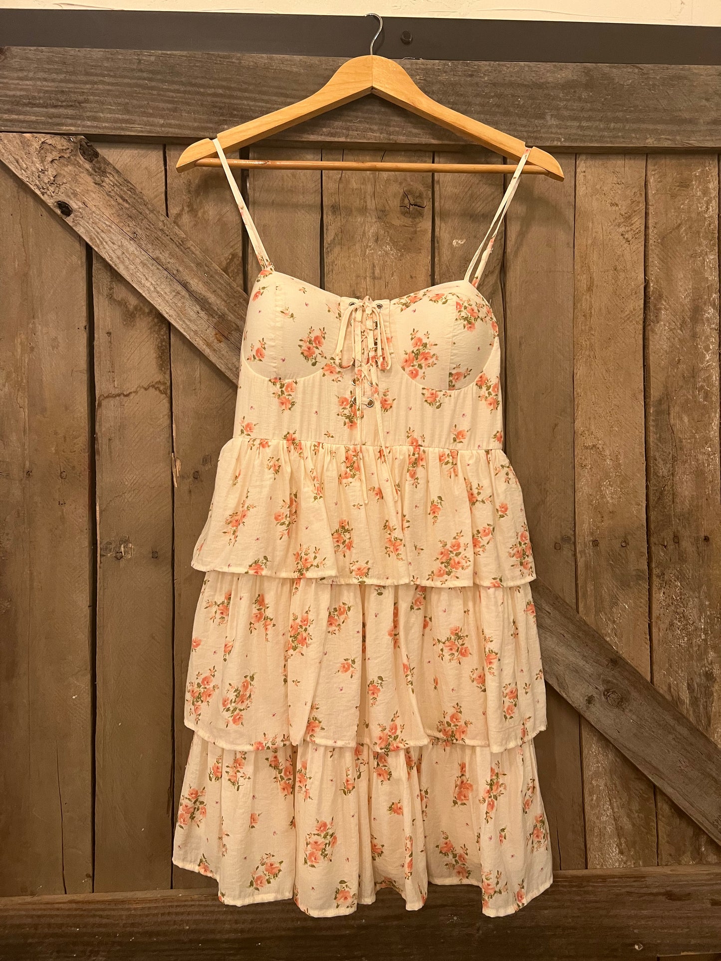 Floral Front Lace Ruffle Mini Dress