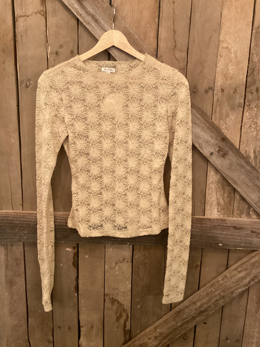 Beige floral lace top