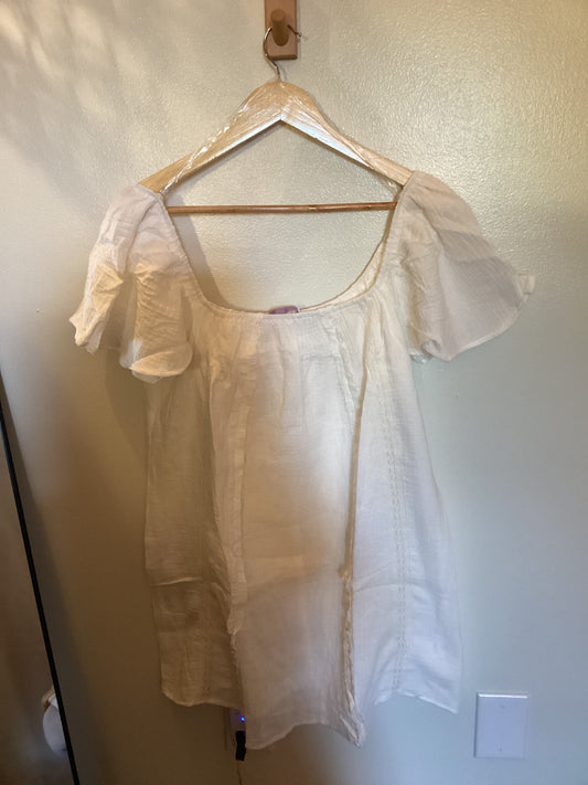 Off shoulder white gauze dress