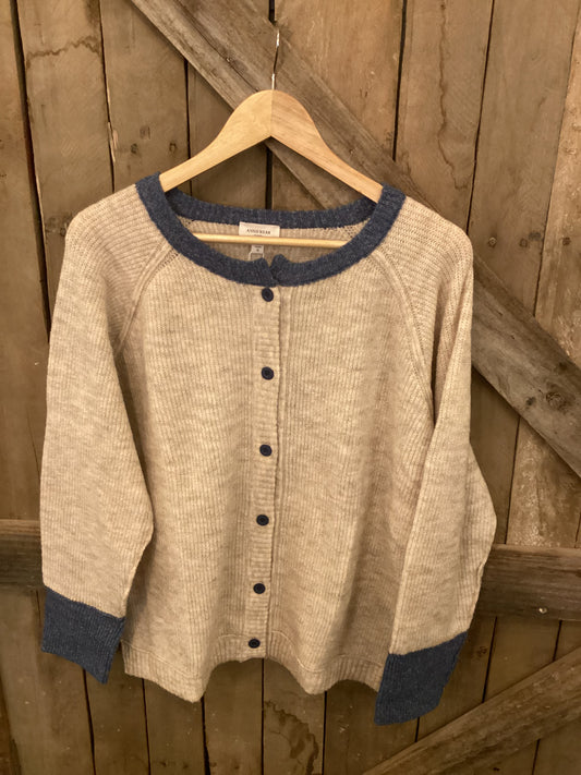 Contrast rib loose fit cardigan